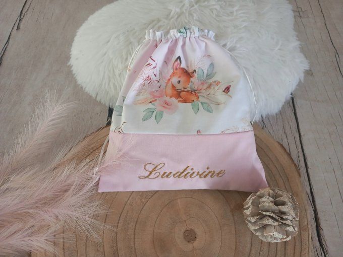 Pochon biche boho / rose clair