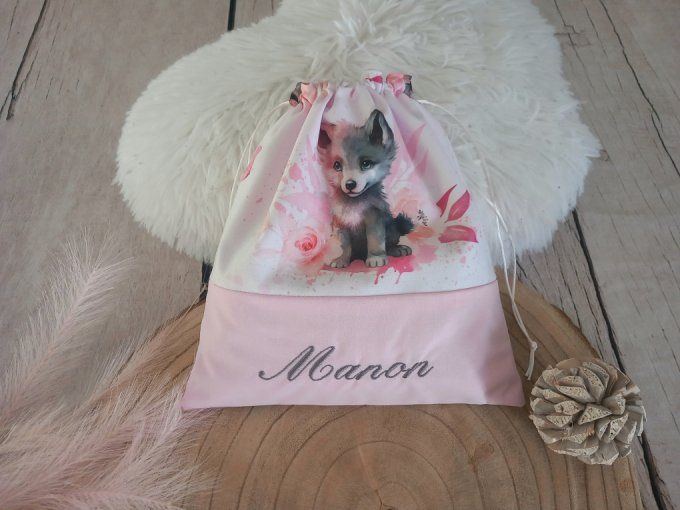 Pochon louve / uni rose clair