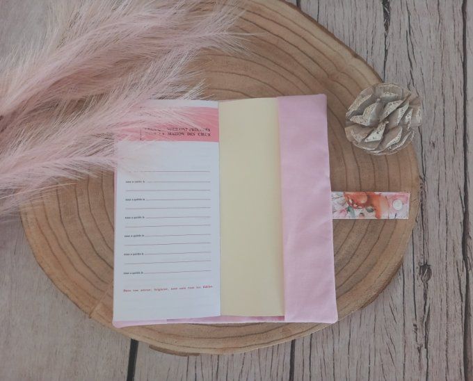 Protège livret de famille biche boho / uni rose clair