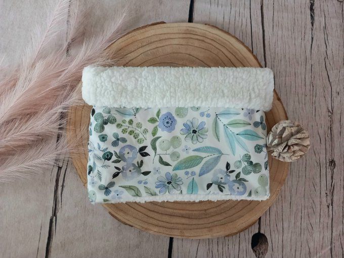 Snood / Tour de cou fleurs bleues