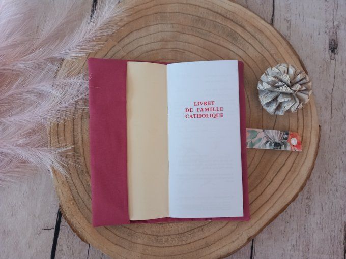 Protège livret de famille animaux marrons / uni framboise