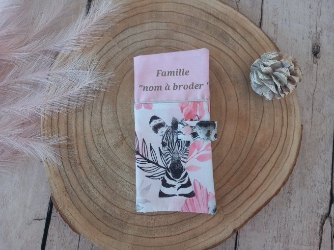Protège livret de famille savane rose / uni rose clair