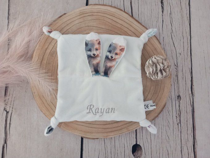 Doudou lapin loup / minky vert