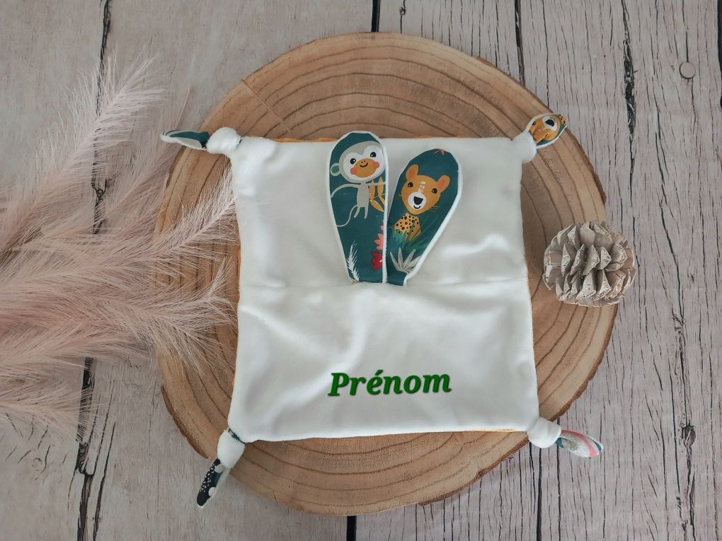 Doudou lapin jungle verte