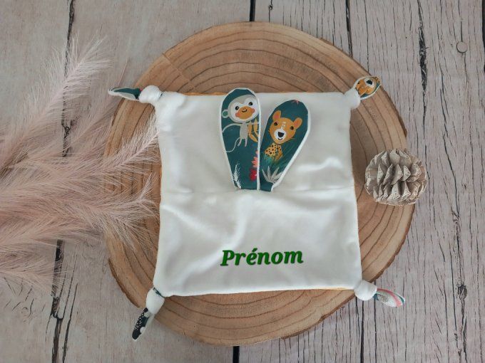 Doudou lapin jungle verte