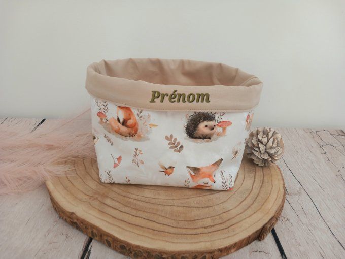 Panière à couches animaux de la forêt / uni beige