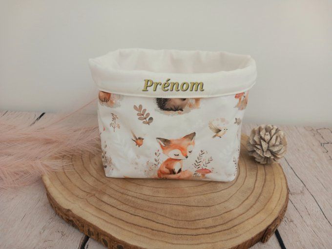 Panière à couches animaux de la forêt / uni écru