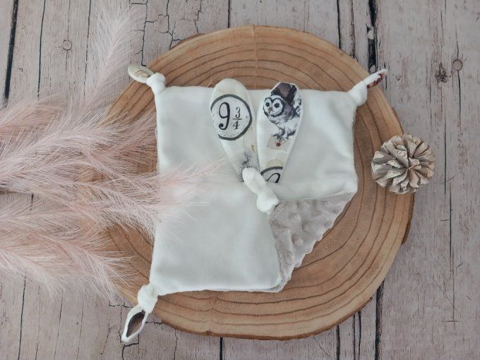 Doudou lapin sorciers / minky taupe
