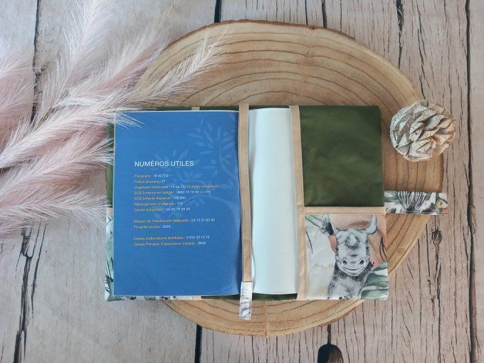 Protège carnet de santé savane sable / uni kaki