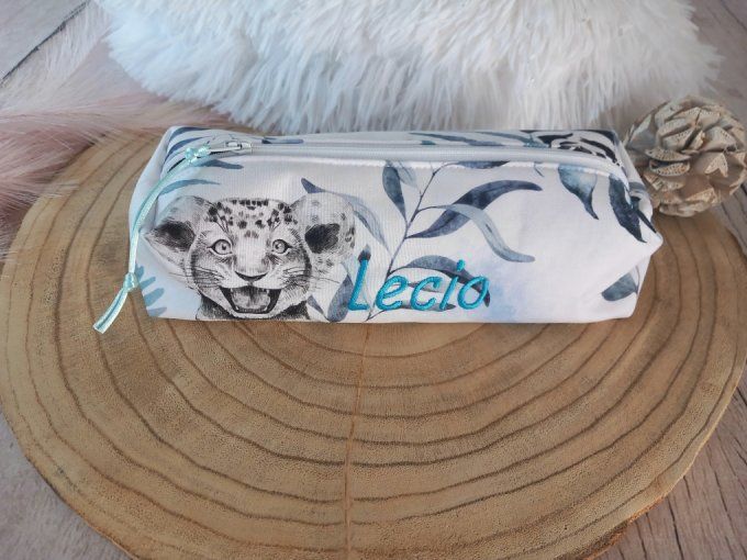 Trousse d'école savane bleue / uni gris clair