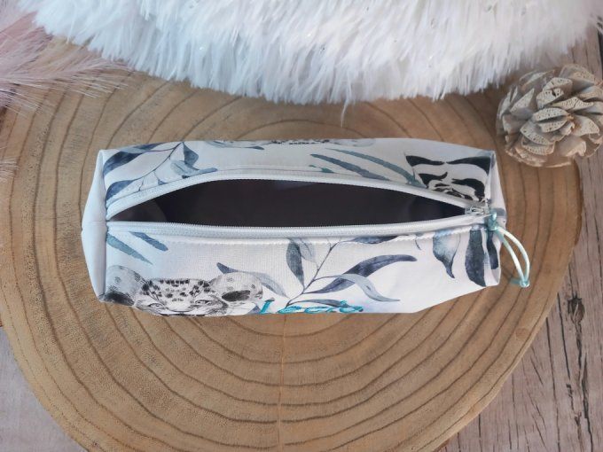 Trousse d'école savane bleue / uni gris clair