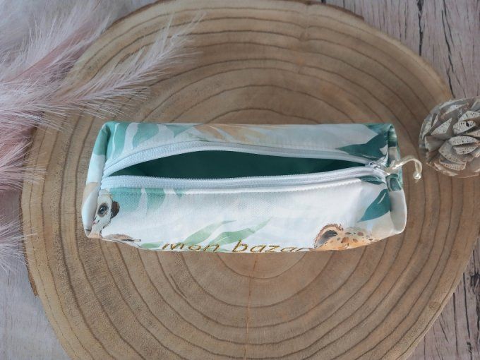Trousse d'école animaux verts / uni vert clair