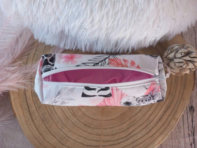 Trousse d'école savane rose / uni rose clair