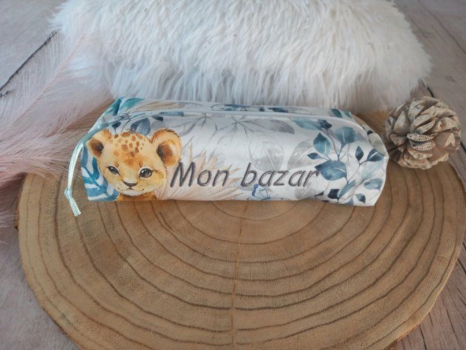 Trousse d'école animaux bleus / uni bleu clair