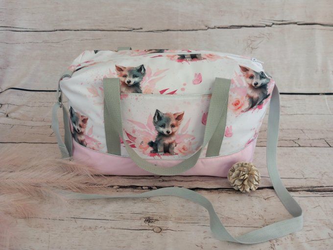 Sac à langer louve / uni rose clair