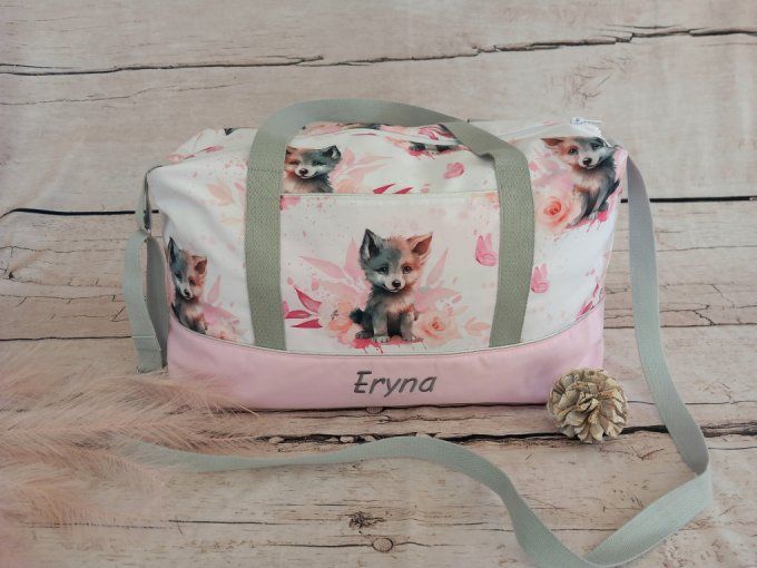 Sac à langer louve / uni rose clair