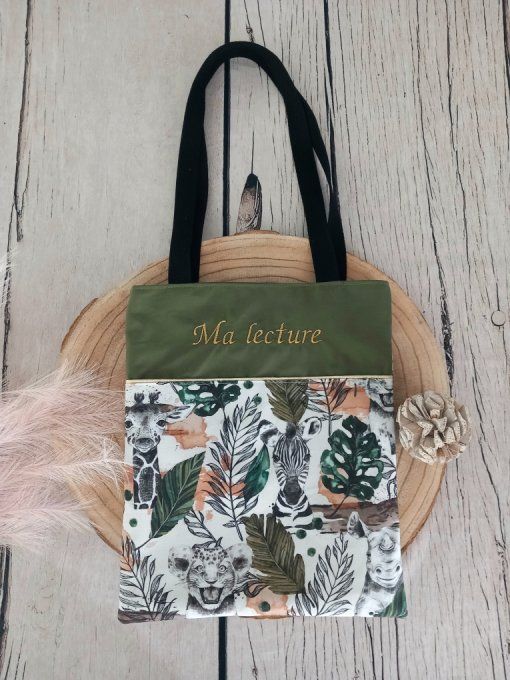Tote bag enfant savane verte / uni kaki