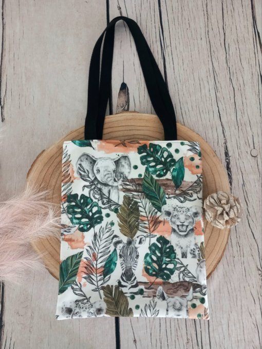 Tote bag enfant savane verte / uni kaki