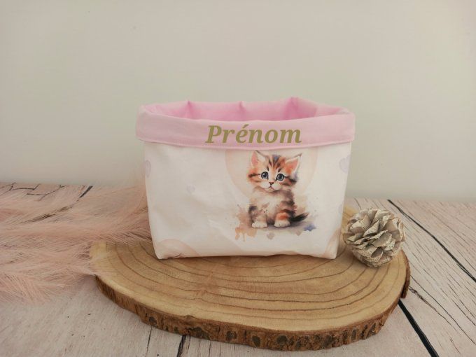 Panière à couches chat / uni rose clair