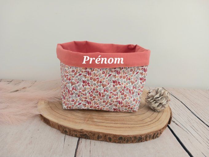 Panière à couches fleurette / uni marsala