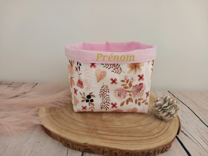 Panière à couches fleurs sauvages / uni rose clair