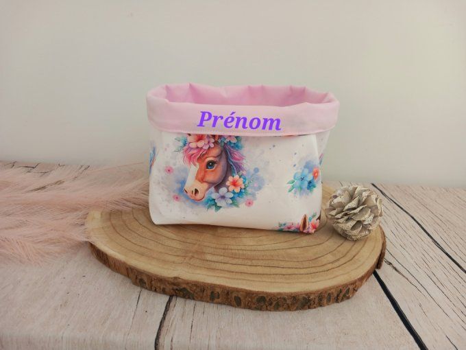 Panière à couches cheval / uni rose clair