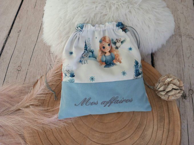 Pochon princesses / uni bleu clair