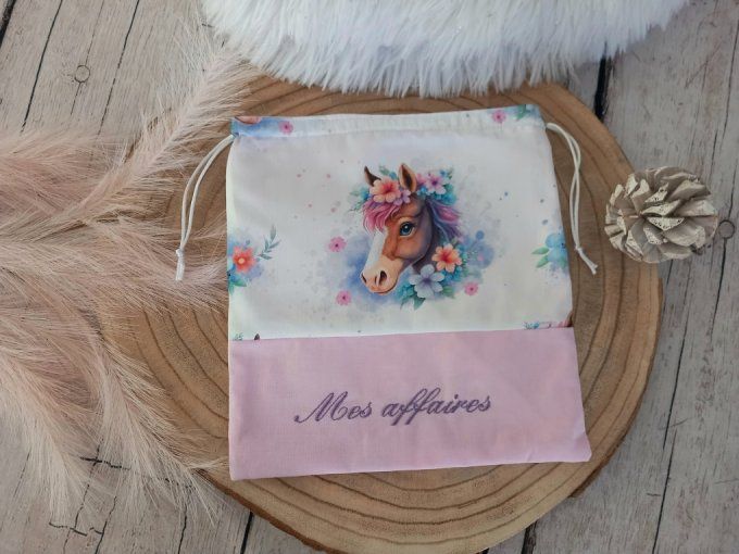 Pochon cheval / uni rose clair