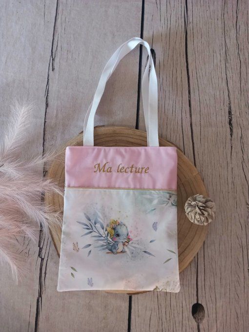 Tote bag enfant dragons / uni rose clair