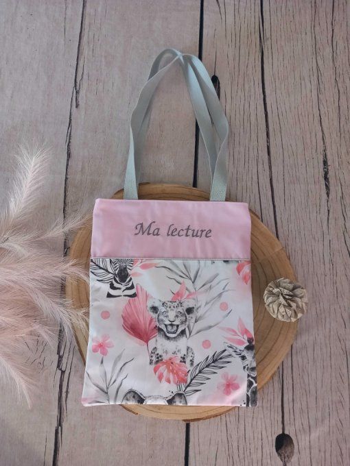 Tote bag enfant savane rose / uni rose clair