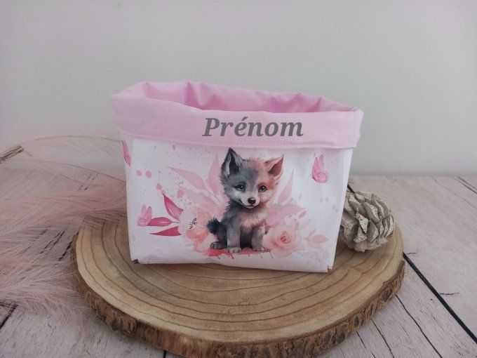 Panière à couches louve / uni rose clair