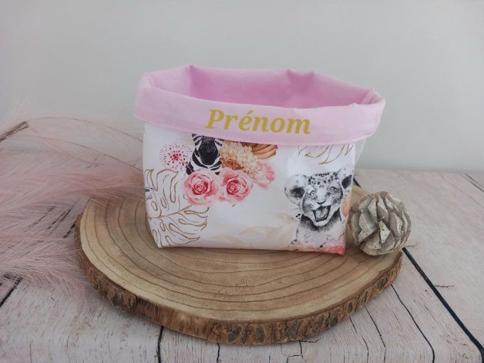 Panière à couches savane corail / uni rose clair