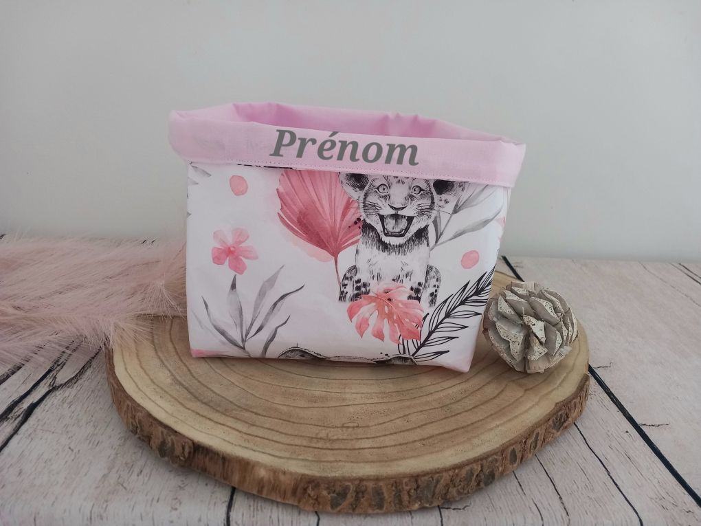 Panière à couches savane rose / uni rose clair