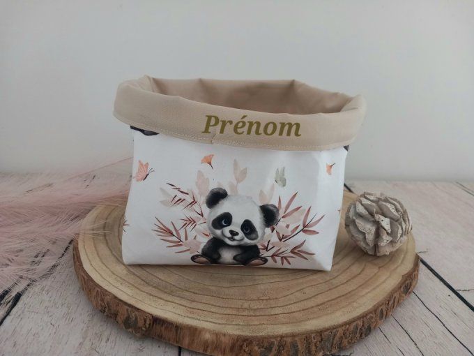 Panière à couches panda / uni beige