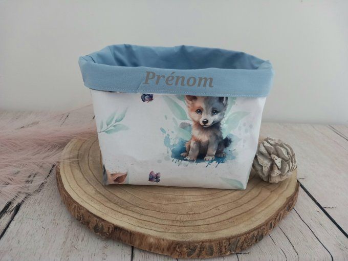 Panière à couches  loup / uni bleu clair