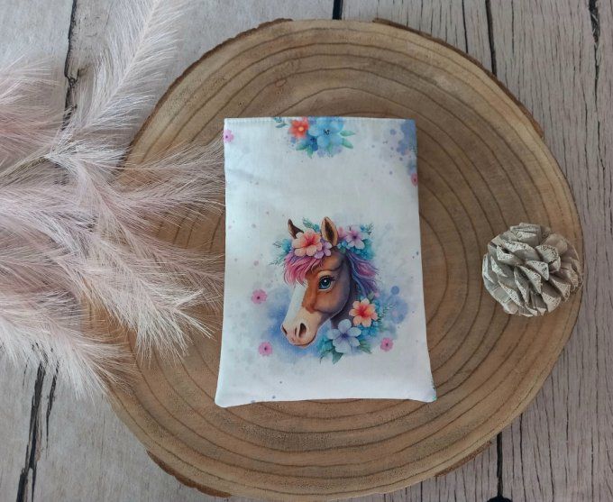 Pochette à livres cheval / uni rose clair