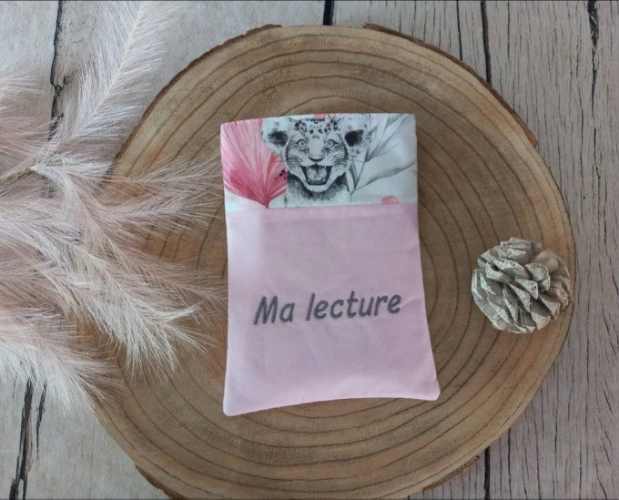 Pochette à livres savane rose / uni rose clair