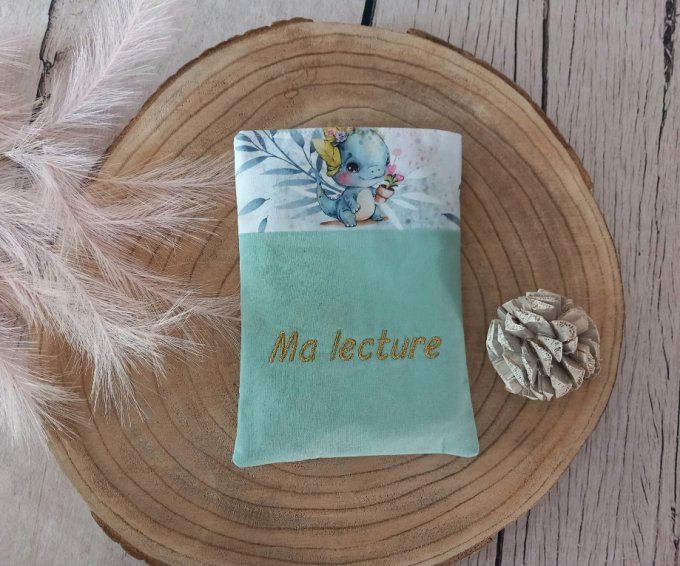 Pochette à livres dragons / uni vert clair