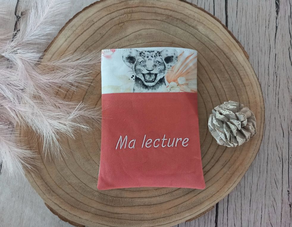 Pochette à livres savane corail / uni marsala