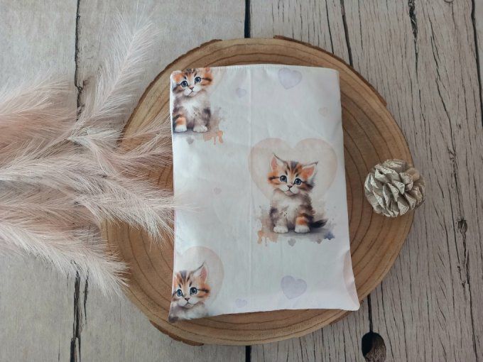 Pochette à livres chat / uni rose clair