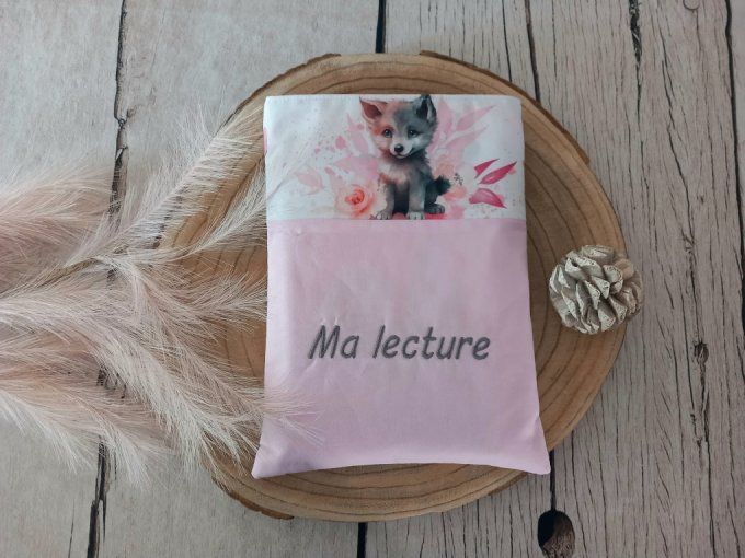 Pochette à livres louve / uni rose clair