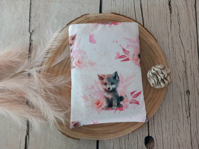 Pochette à livres louve / uni rose clair