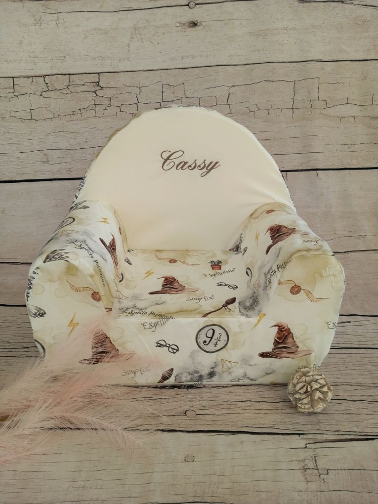 Fauteuil club enfant sorciers / uni écru