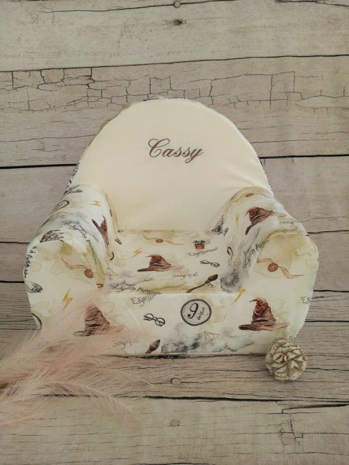 Fauteuil club enfant sorciers / uni écru