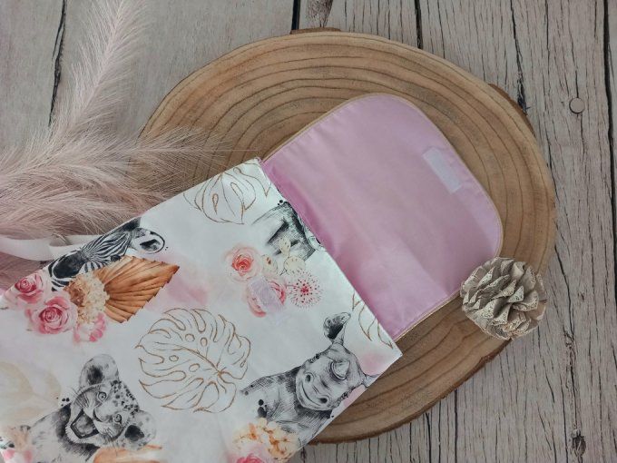 Sac à dos enfant savane corail / rabat uni rose clair