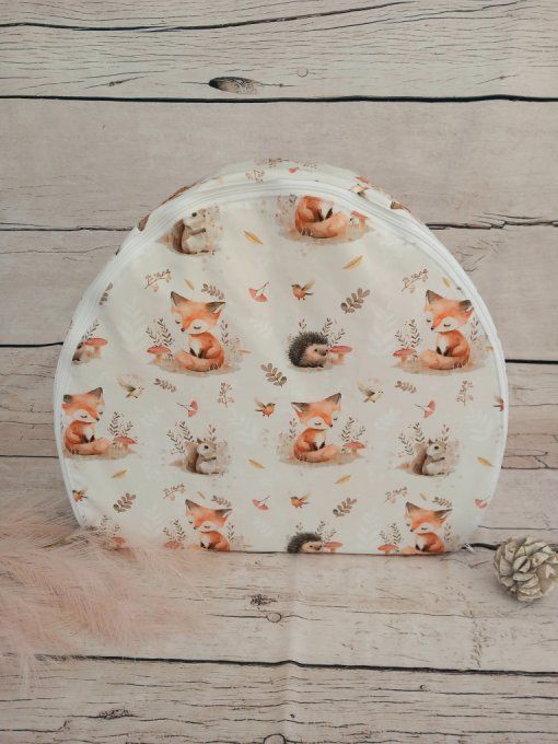 Fauteuil club enfant animaux de la forêt / uni beige