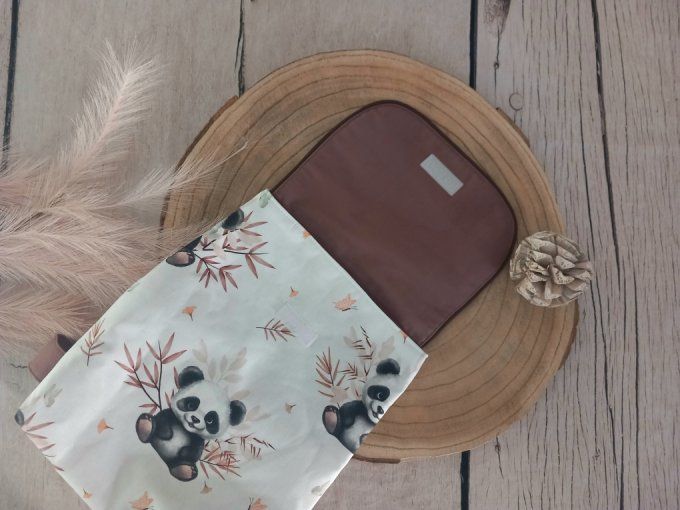 Sac à dos enfant panda / rabat uni marron
