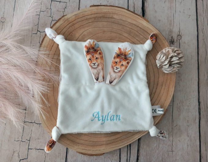 Doudou lapin lion boho / minky taupe