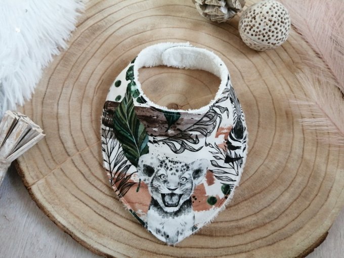 Bavoir bandana savane verte lion