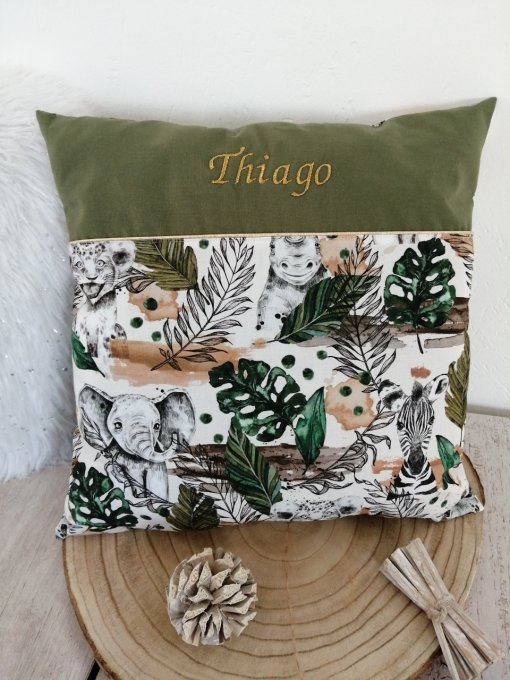 Coussin avec housse personnalisée 40x40cm savane verte